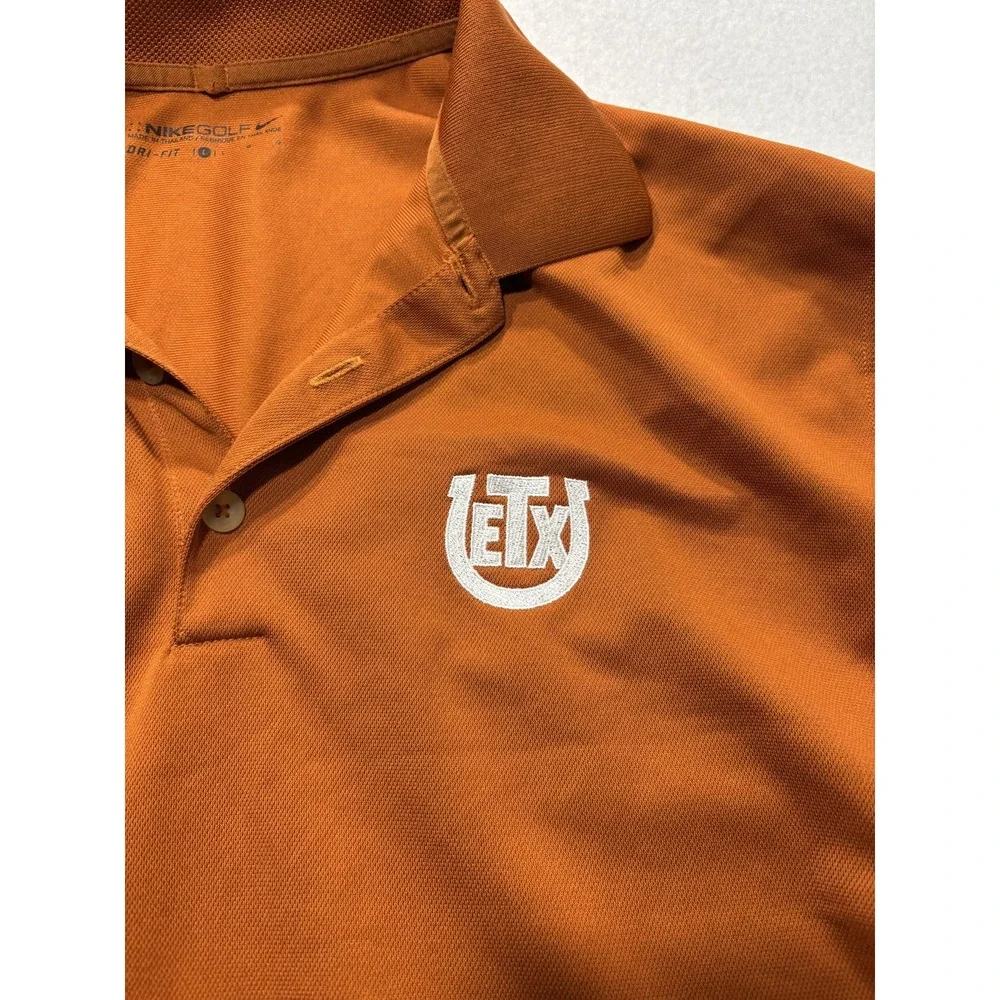 Nike Dri-FIT Golf Polo Shirt Mens Large Orange ETX Logo Short Sleeve Performance
